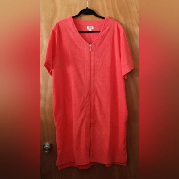 Aria Women's Orange Robe Beach Cover-up Full Zipper Pockets Size Large NWOT - Picture 2 of 7